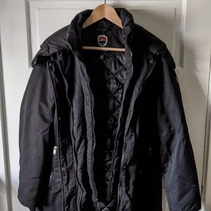 1 Madison Expedition Women's Parka Coat Size Large Jacket Faux Fur Hood